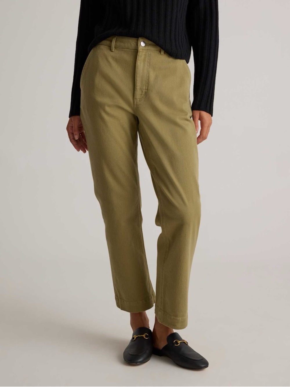 Quince Organic Stretch Cotton Twill Straight Leg Cropped Pants 6